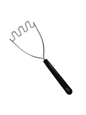 Ekco Eterna 1980s Stainless Steel Potato Masher with Black Nylon Handle Vintage